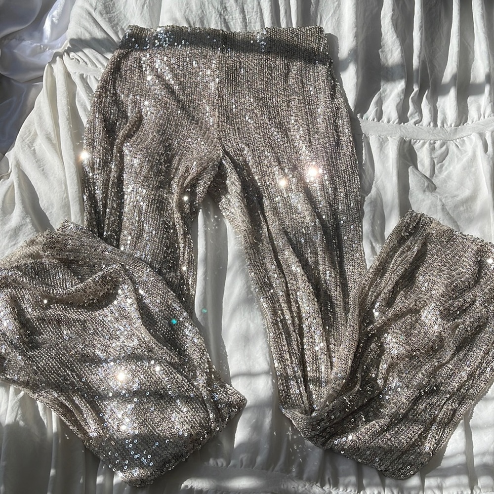 Sequin straight leg pants